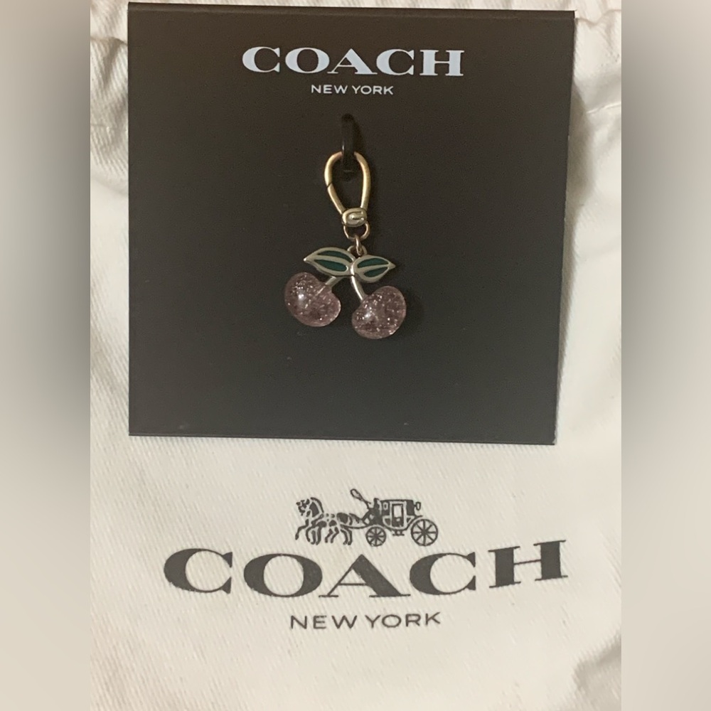 COACH Pink Collectible Signature Glittery Cherry Charm MSRP $45 w/Dust Bag - Picture 2 of 7